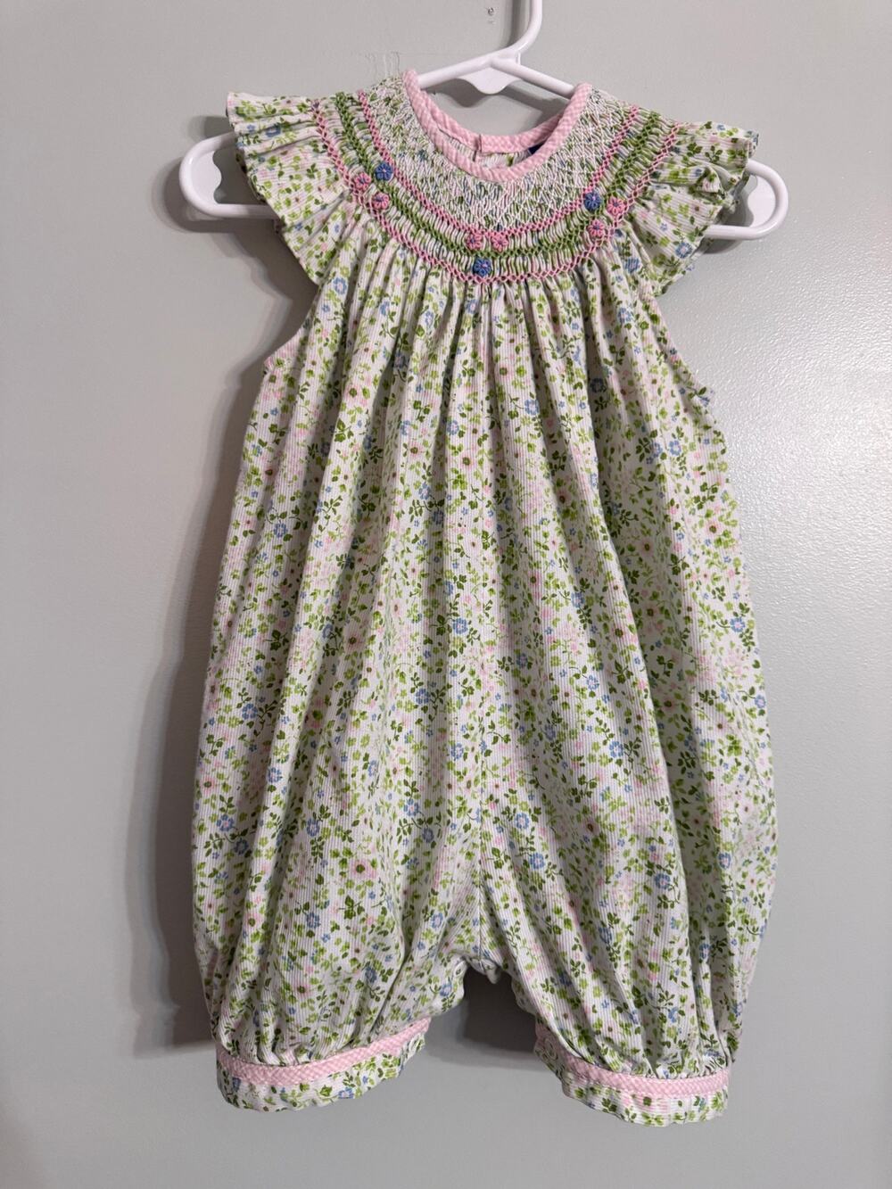 Vintage Carriage Boutiques Smocked Floral Bubble Romper 18M